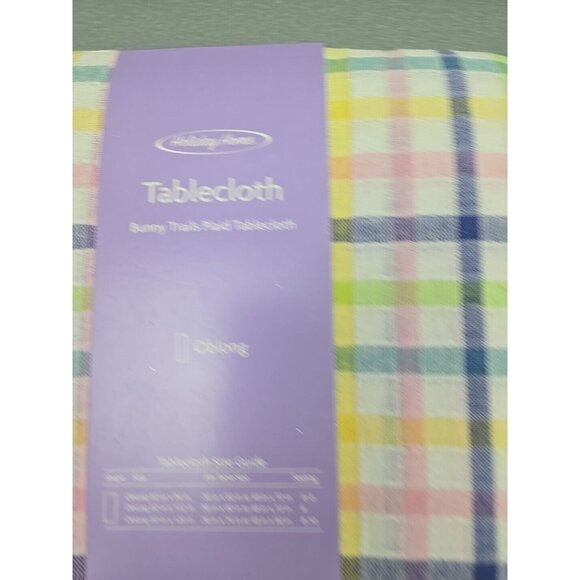 HOLIDAY HOME Spring Easter Cotton Bunny Trails Plaid Tablecloth 60” X 120” - Picture 13 of 14